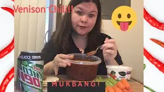 AmbieEats Venison Chili & Veggie/Dip Mukbang (Wild game) MMMM Good!!!!