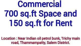 Commercial Space for Rent 700sq.ft - Thammampatty Salem District