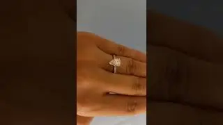 Pear Moissanite Ring, Dainty 14k White Gold Engagement Ring, Moissanite Half Eternity Ring