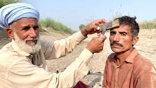ASMR No Razor Blade🚫 just Pice Of iron🔥With Old Man Smooth Shave But Barber Old