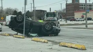 Car flipped in Davenport and one injured