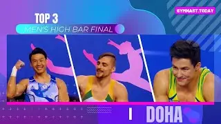 Top 3 in Men's High Bar Final - 2024 Doha Gymnastics Apparatus World Cup