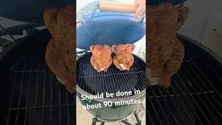 Big Green Egg whole chicken thrones. Easy and tasty!! #bbq #grilling #biggreenegg #bbqchicken