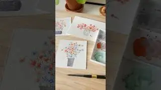 Paint a tiny flowers card without overthinking🌸 #watercolortutorial #easypainting #flowers #tinyart