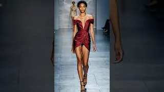 Elegant Runway Fashion 2025 | Stunning Couture Dresses | Burgundy Mini Dress  #fashionshow #fashion