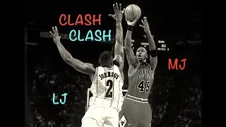 MICHAEL JORDAN vs LARRY JOHNSON 4th quarter opposition game 2 Playoffs 1995