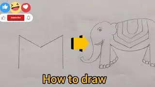 M se Elephant ki Drawing | Hathi Banane Ka Sabse Aasan Tarika | Easy Drawing from Letter M #shorts