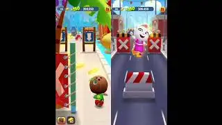 TALKING TOM GOLD RUN Vs ANGELA GOLD RUN DOUBLE SCREEN PLAY GAME