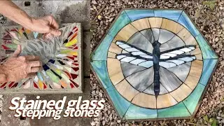 Making stained glass stepping stones, looking at older ones