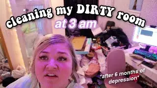CLEAN MY DISGUSTING ROOM AT 3 AM PT. 1 *ROOM TOUR*