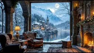 Snowfall by the Hearth ❄🔥 Cozy Fireplace & Winter Night Ambience for Sleep, Study & Relaxation