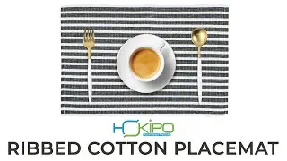 HOKIPO Ribbed Cotton Table Mats Washable | Dining Dinner Table Placemat (IN72)