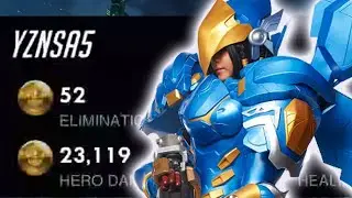 52 ELIMS! YZNSA INSANE PHARAH GAMEPLAY OVERWATCH SEASON 27 TOP 500