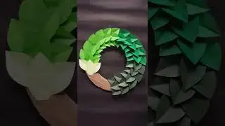 Green paper leaf 🍃 wall hanging #shorts #youtubeshorts #craft #paperflower #wallhanging