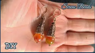 Wire wrapped drop earrings  | Making wire wrap bead cap | Drop wire earrings