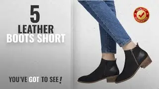 Top 5 Leather Boots Short [2018]: Luoika Ankle Boots for Women,Pu Leather Low Chunky Block Stacked