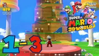 1-3 Mount Beanpole - All Green Star & Stamp 100% Gameplay Walkthrough - Super Mario 3D World