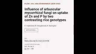 Influence of arbuscular mycorrhizal fungi on uptake of Zn and P by two contrasting ri... | RTCL.TV