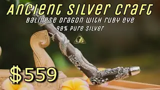 Handcrafted Tepi Pipe &ndash; 99% Pure Silver Dragon with Ruby Eye | Traditional Tatahan Technique.