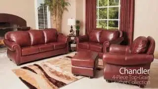 Abbyson Living - Chest-Nut Brown Leather Sofa Set
