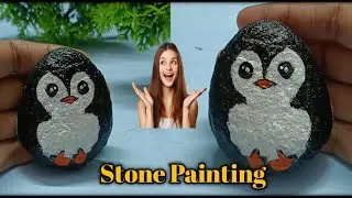Stone drawing penguin art  | easy Rock painting ideas | how to paint Penguin on rock|