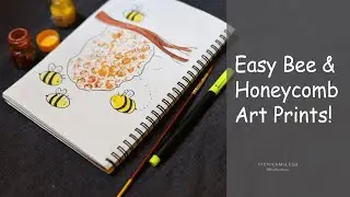 🐝 Easy Bee and Honeycomb Art Prints 🖊