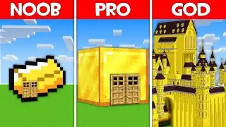Minecraft Battle: GOLD HOUSE BUILD CHALLENGE - NOOB vs PRO vs HACKER vs GOD in Minecraft!