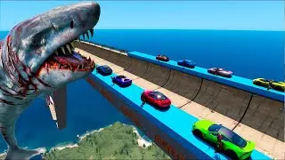 GTA 5 Mega-Ramp Challenge: Portal Start, Cave Jump & Megalodon Attack!