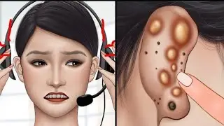 ASMR Cleaning big hole swollen ear piercings for a biker | Removal animation @spgame