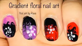 Easy summer drag dry gradient floral nail art design tutorial | easy needle and dotting tool art