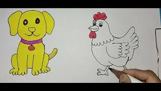 How to Draw dog🐕 cartoon Hen drawing kid's video #shots viral