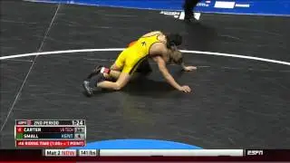 2015 NCAA R1:141 фунт Девин Картер (VA TECH) против Тайлера Смолла (KSU)