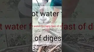 Drinking hot water in forest after lunch