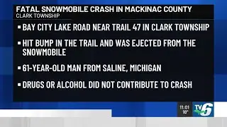 1 dead after Mackinac Co. snowmobile crash