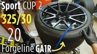 Mounting a 325/30-20 Michelin Sport CUP 2 Tire | 20x13 Forgeline GA1R Open Lug Rim