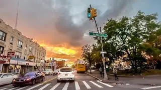 New York 4K🗽Sunset Driving in Queens🗽Cars Of New York City