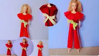 Making Easy Doll Jumpsuit | Beautiful Jumpsuit For Doll || DIY Barbie Doll Outfit | Eshu Art&Craft