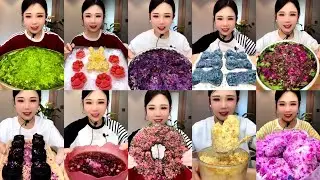 ICE CHIPS, BLENDER, STICKY , DRY ,MIX PASSION FRUIT, MATCHA AND MILK POWDER SHAVED ICE EATING ASMR 🧊