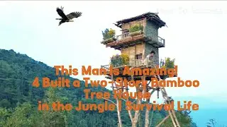 This Man Is Amazing! He Built a Two-Story Bamboo Tree House in the Jungle | Survival Life#treehouse