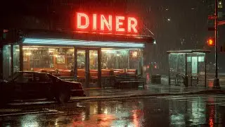 Rainy New York Diner Jazz  🌧️ 🚍 Night Streets for Gentle Evening Calm
