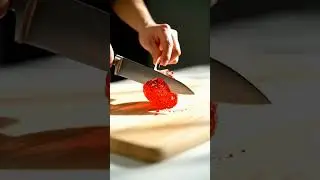 Glass Strawberry Macro Slicing ASMR | Hypnotic Details #macro #ASMR #fruit #surreal #glass