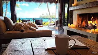 Hawaiian Beach Resort Ambience &ndash; Cozy Fireplace, Ocean Waves & Singing Bowls