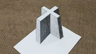 How to Create 3D Drawing!  Create Cross with Depth Effect easy art on Paper trick 👌 