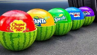 Crushing Experiments! Car vs Crunchy & Soft Things! Coca-Cola, Fanta, Mirinda, Mnt Dew| Crunchy ASMR