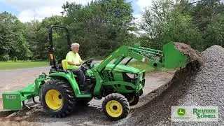 John Deere 3025E + 300E Loader + Frontier BB5060 Box Blade | Riesterer & Schnell