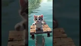3D Cute Kitten Jumps & Dives in Water 🐾💦 Funniest Cat Animation Ever! #3Dcat #cutecat #funnycat