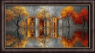 #AutumnReflections &ndash; Golden Village Serenity 🍁 | #LuxuryWallArt 4K #HomeDecor #ForTV #relaxingart