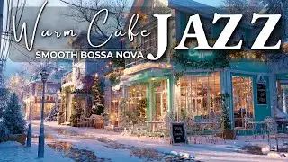 Snowy Winter Morning Café ☕ Soft Bossa Nova Jazz in a Quiet Town