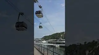 Cable Car Ride over Water in Koblenz | Seilbahn & Rheinblick erleben. Germany Deutschland