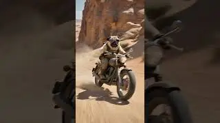 A dog riding a bike in desert #baby #cute #ai